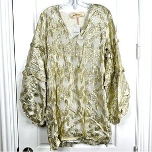 JEN’S PIRATE BOOTY x Free People Rising Star Gold Mini Dress NEW Size S